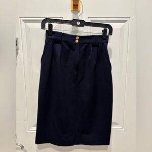 Rare Chanel navy blue gold buttons skirt s 36